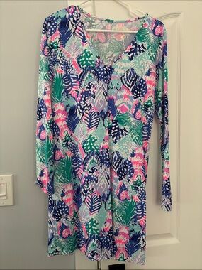 Lilly Pulitzer Vibrant Tropical Print Long Sleeve Tunic